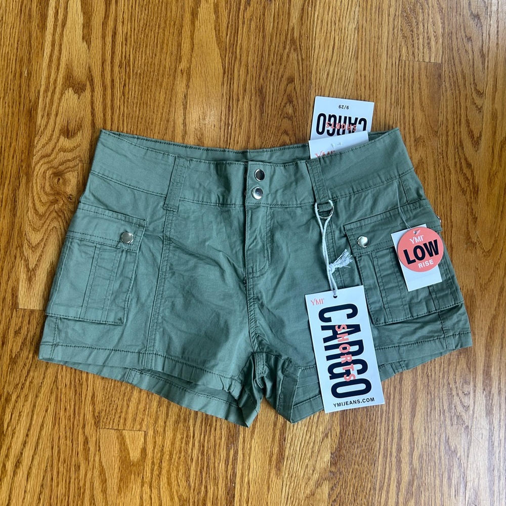 YMI Green Cargo Shorts with Cotton Blend
